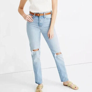 Madewell Classic Straight Leg Button Fly Distressed Jeans Size 25P in Hartsville